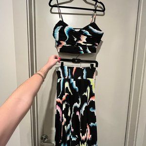 A.L.C. Tie Dye Cropped Top Italian fabric Retro Pleated (Part of Set)